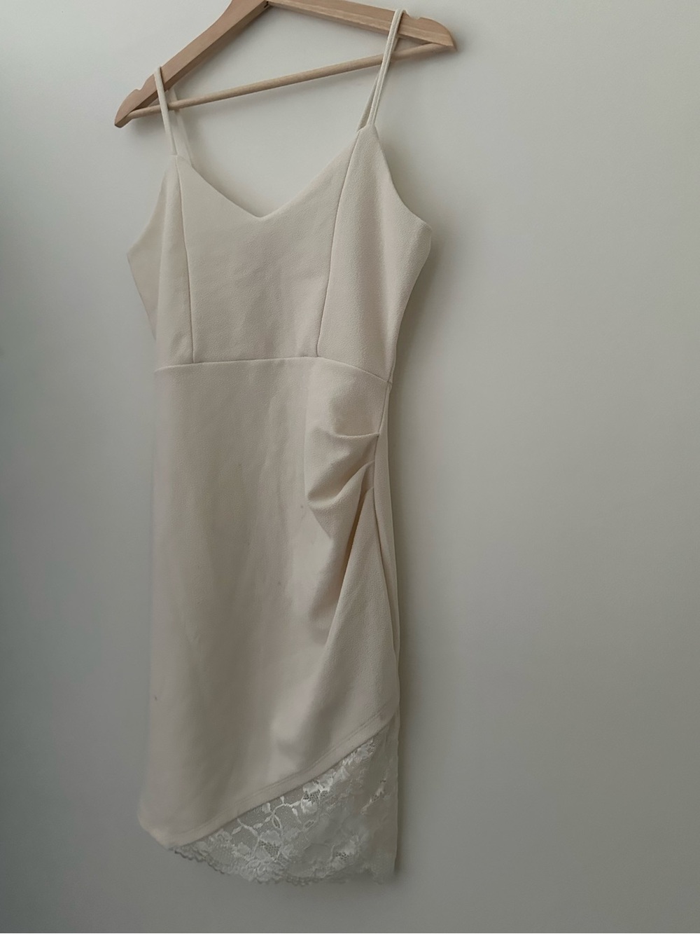 Almost Famous Cream Lace Hem Slip Dress
